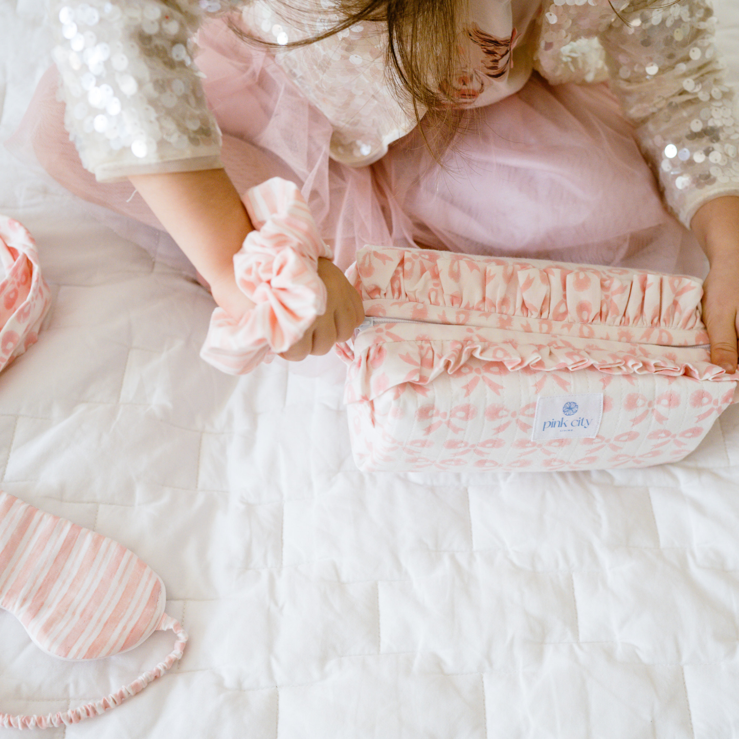 Luxury Frill Wash Bag, Organic Cotton