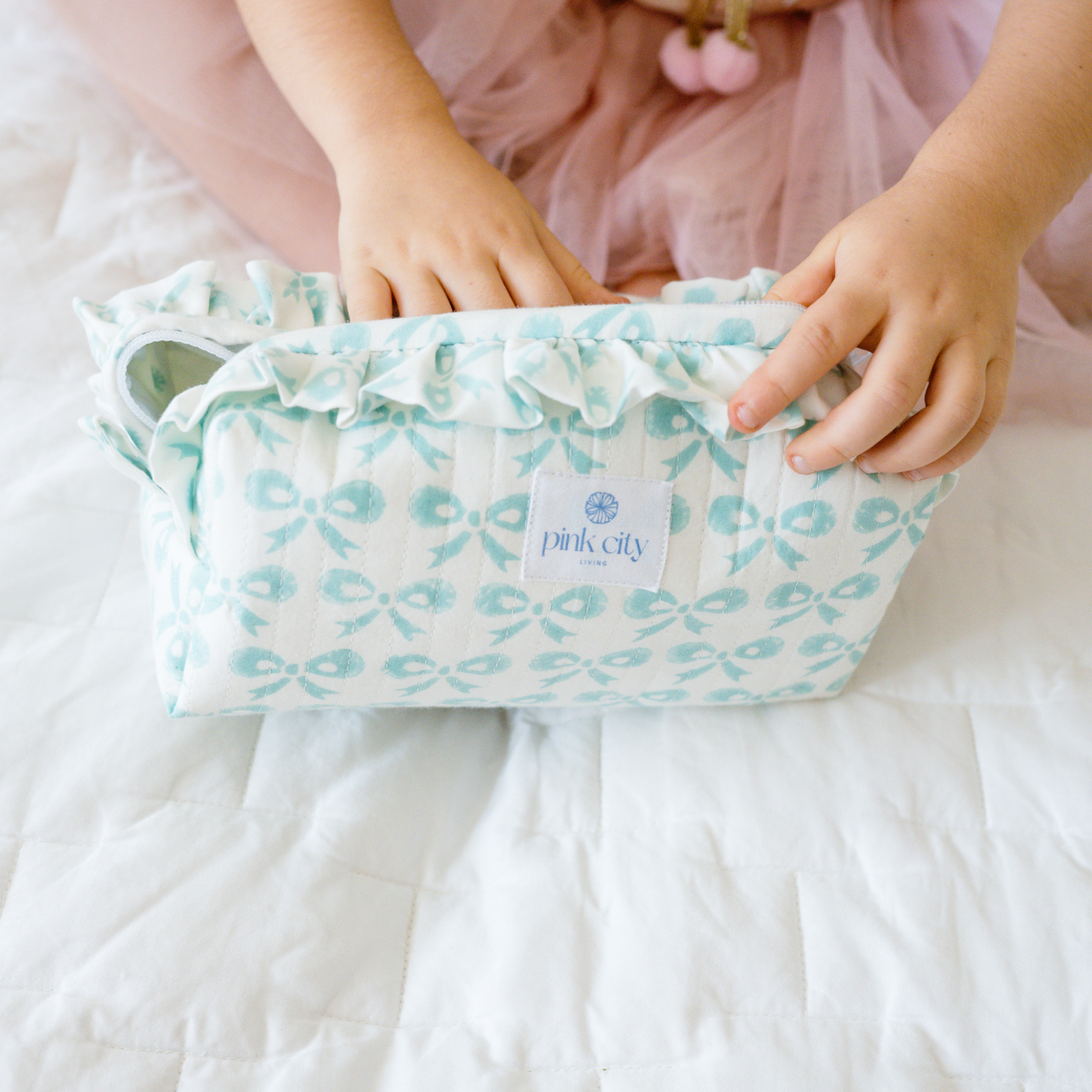 Luxury Frill Wash Bag, Organic Cotton