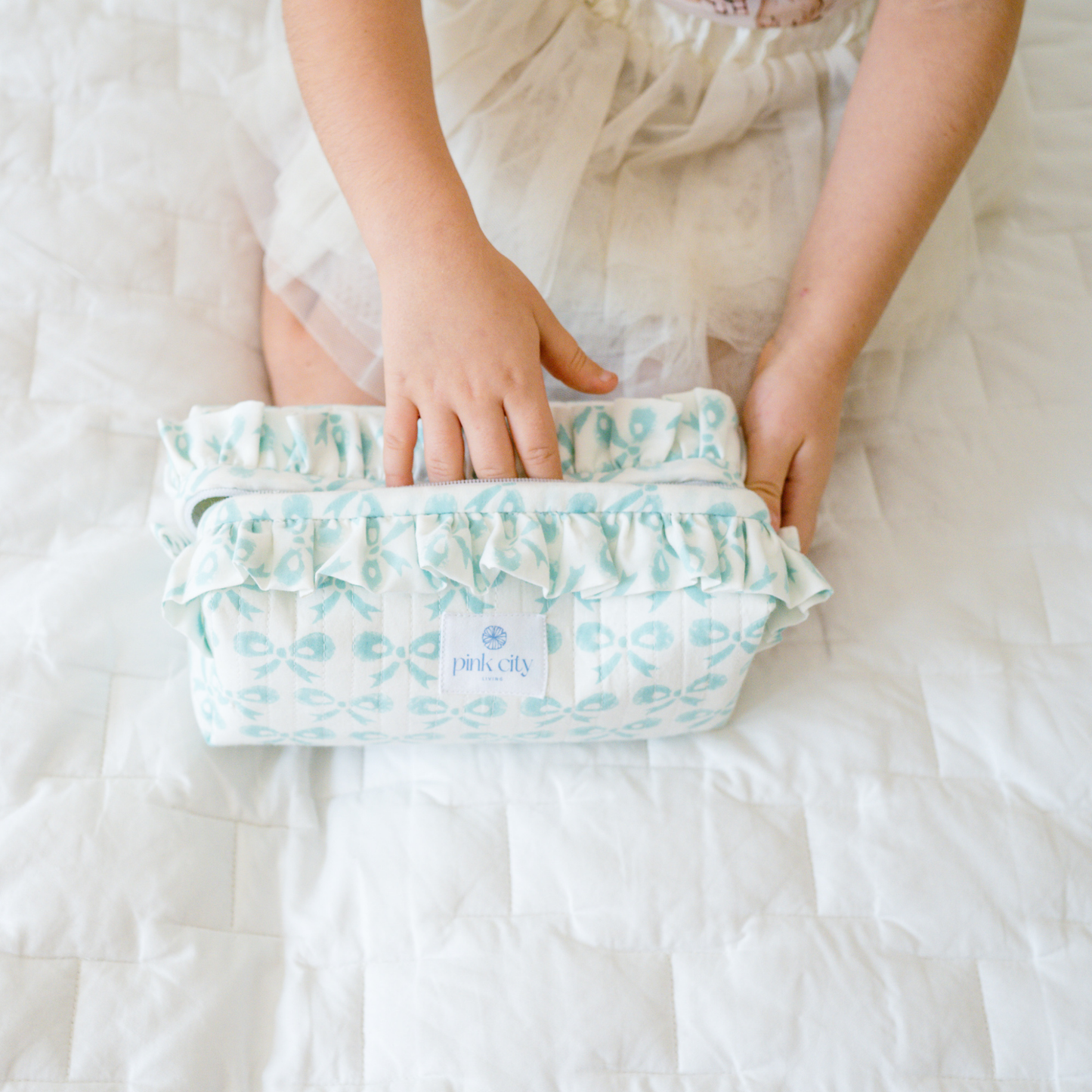 Luxury Frill Wash Bag, Organic Cotton