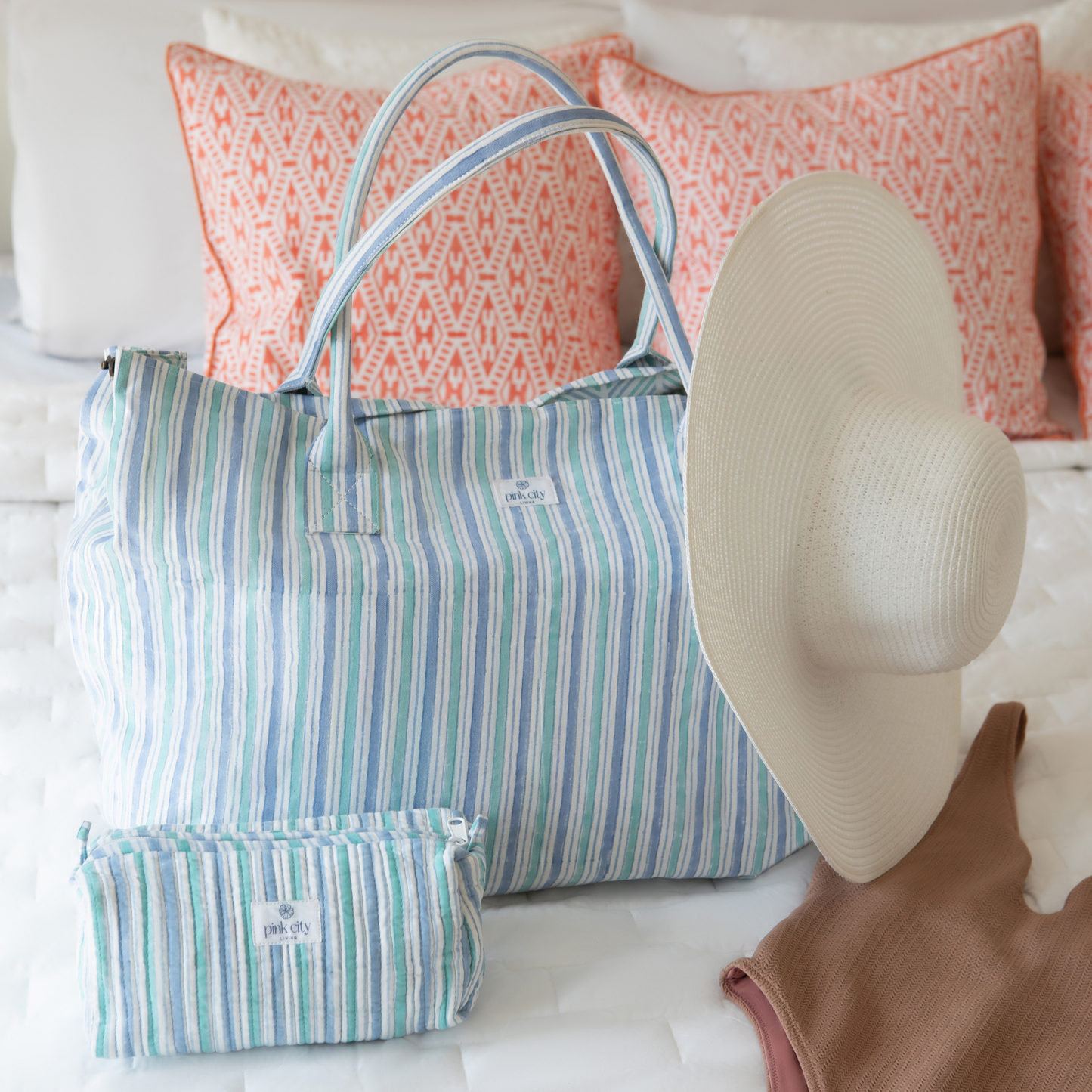 Blue Cactus Beach Bag