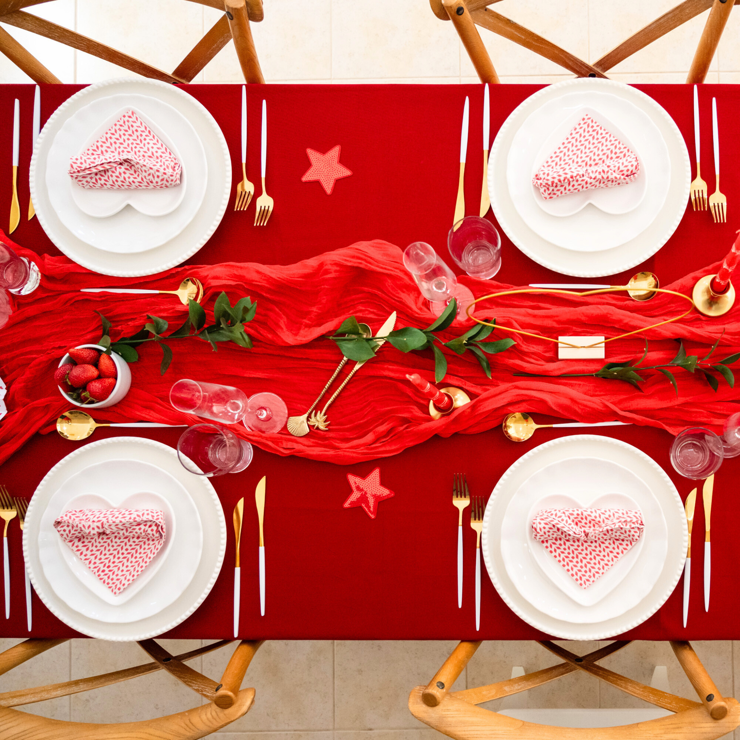 Hand Painted Dinner Candles in Cranberry