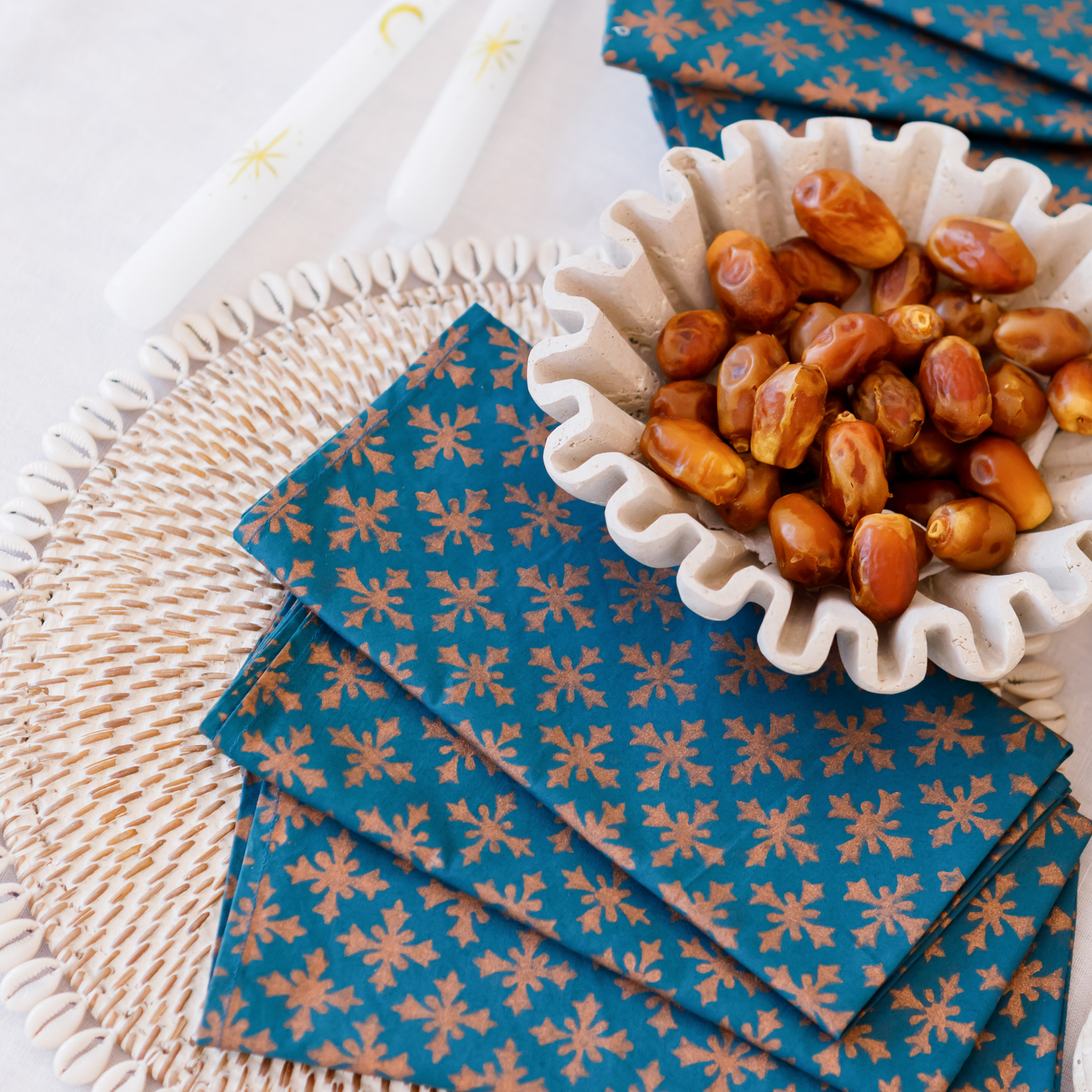 Pair of Teal & Rose Gold Napkins 🌙