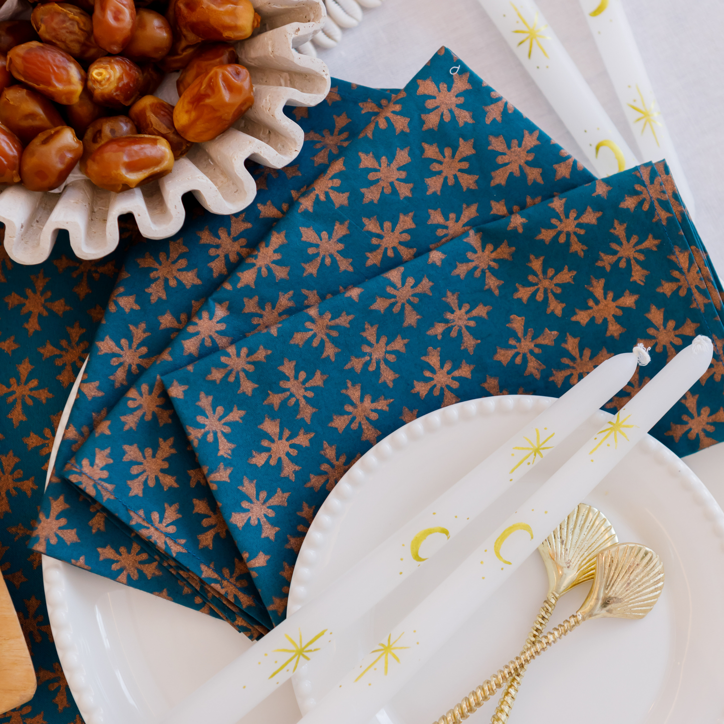Pair of Teal & Rose Gold Napkins 🌙