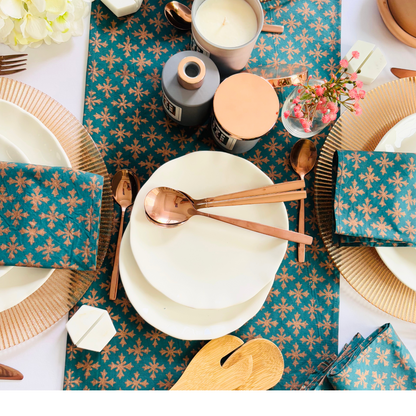 Pair of Teal & Rose Gold Napkins 🌙