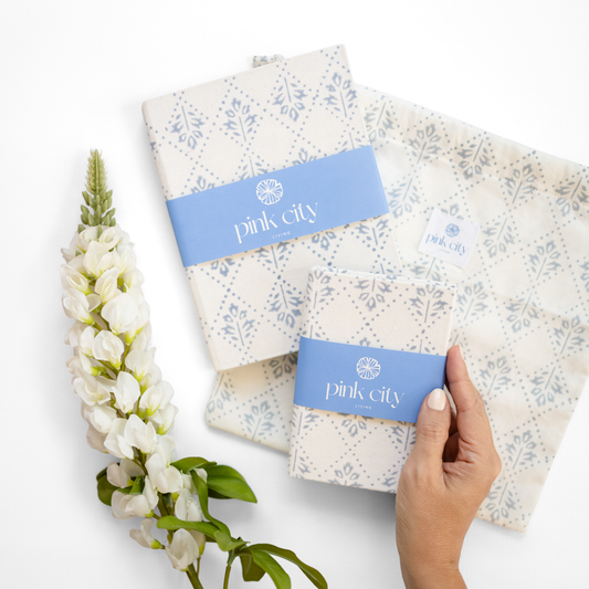 Artisan Journaling Notebook, Baby Blue Lattice