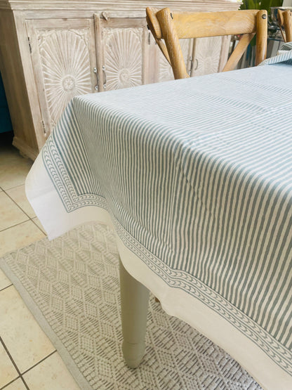 Marlborough Striped Tablecloth in Hydrangea