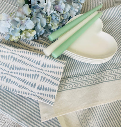 Marlborough Striped Tablecloth in Hydrangea