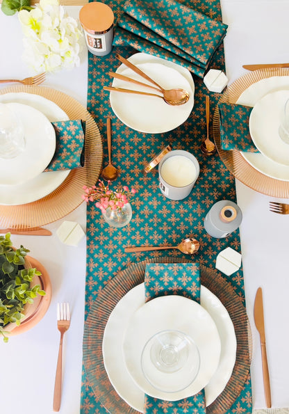 Teal & Rose Gold Table Runner 🌙