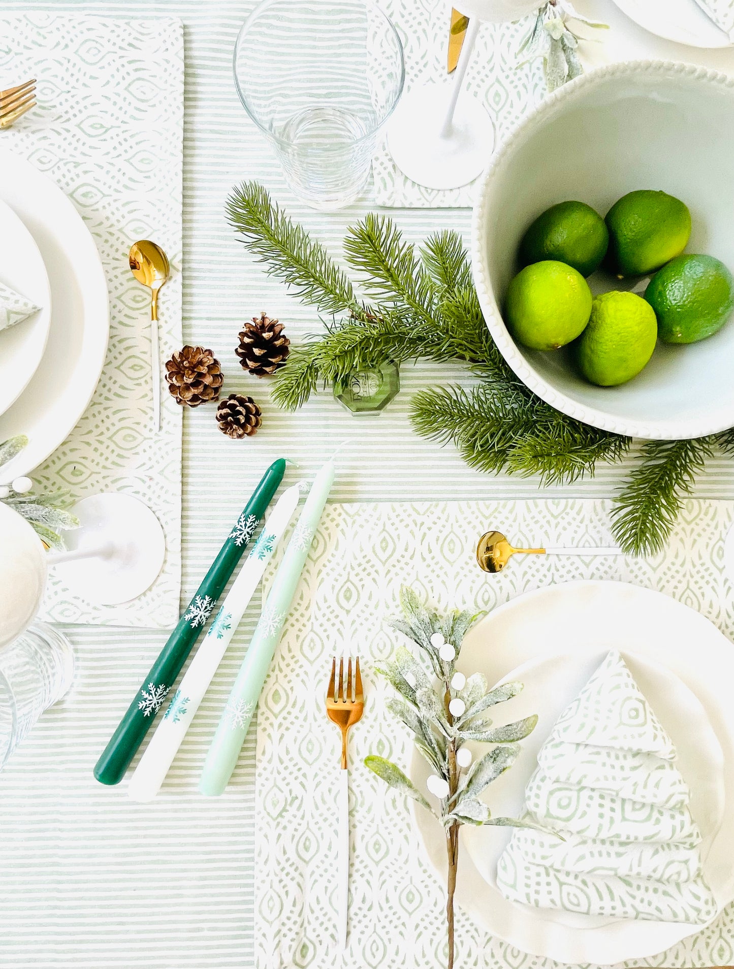 Trio of Festive Dinner Candles